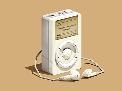 1st Gen Classic 3d apple audio design electronics illustration ipod low poly lowpoly music retro