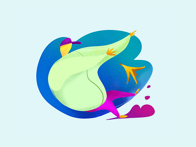 Man Slips On Banana abstract apple pencil blue clean color illustration interaction ipad pink procreate teal trends