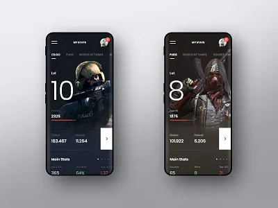 #4 GameStats - Mobile App Concept adobexd app application clean design esport flat game games gaming graphic minimalism mobile modern slider statistics stats ui ux xd