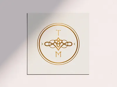 Tracey McLean Stamp Logo ancient branding celtics circle logo druid gold foil graphic design graphic designer ico logotype icon identity logo design moon sacred symbolism stamp symbolism type typography vector wellness