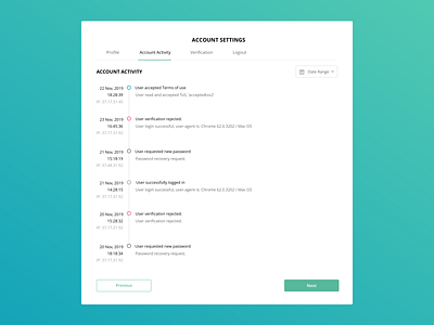 Account Activity UI account activity account settings profile timeline ui uiux user profile user settings web app design web application