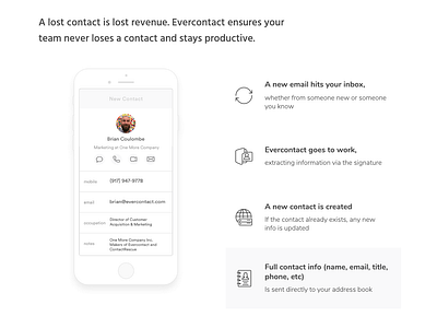 Evercontact business page design product simple web design website