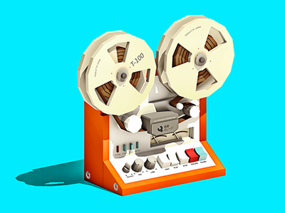 Reel 2 Reel 3d audio design electronics illustration low poly lowpoly music reel 2 reel retro vintage