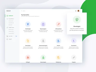 Medical Dashboard dashboard dashboard design dentist dentistry doctor gradient health health app health care healthcare hospital illustration landing page medical medical care medical design minimal saas ui ux website
