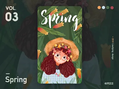 Spring cartoon character art girl illustartion kid ui