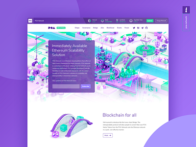Poa Main Page 3d app bitcoin crypto dapp design ethereum flat icons illustration network poa sketch typography ui