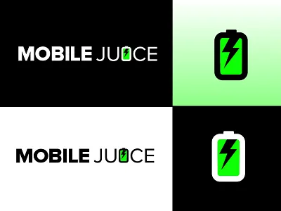 Mobile Juice battery black branding chargers gradient graphic design juice logo logo design mobile typography