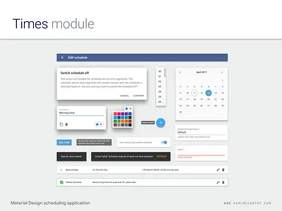 Times Module - Design System application design system google material design minimal mock up product design schedule sketch sketchapp software specification telecoms ui userinterface ux web app