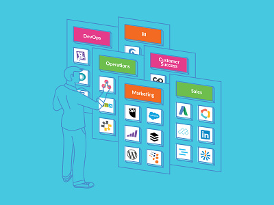 Lenovo AirStack Illustrations air app apps art brick illustration layers lenovo line people program stack