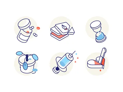 2018. Byesss! heart icons isometric medical pilea pills plant reno syringe time