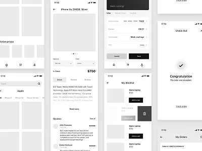 Mobile Shop Wireframe clean creativemarket download ecoomerce ios mobile modern shop sktetch wire frame wireframe