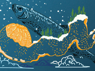 Smells like Christmas colours digital art fish illustration vector