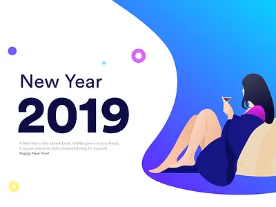 Happy New Year 2019 clean illustration interface ui vector web