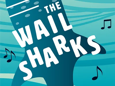 Wailsharks Poster and Sticker acl austin texas band fish illustration illustrator cc music ocean poster sea typography whaleshark