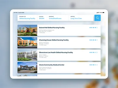 PAC Search Results - iPad App app clean design healthcare ios ipad search bar search results ui ux