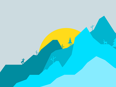 Blue Mountains assembly design illustration minimal mountain mountains nature sunset vector