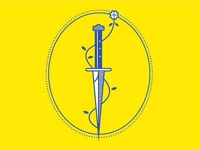 Dagger dagger floral knife risograph tradtional