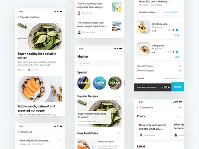 Food app blue design food ios ui ux