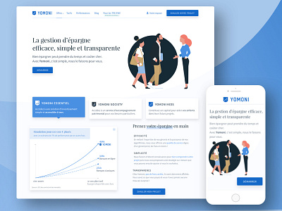 Yomoni | LandingPage banking blue design financial fintech landing roboadvisor ui ux ux design web webdesign website