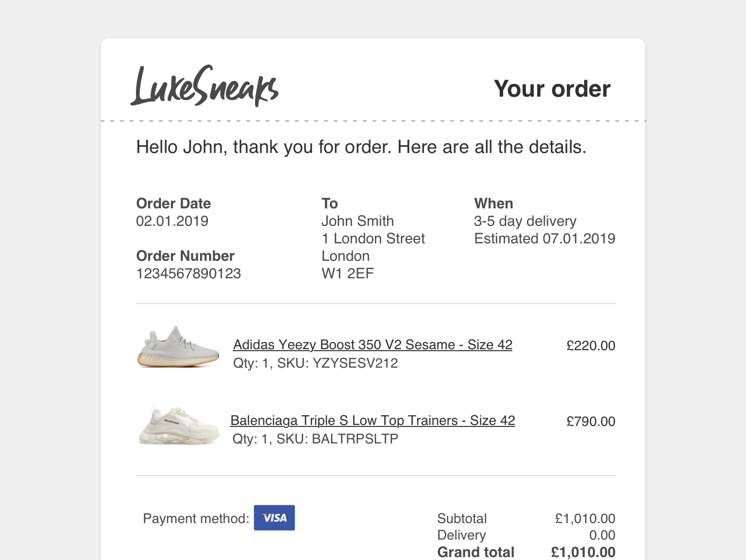 adidas yeezy receipt
