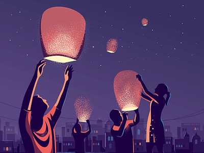 Flying Lanterns concept courtside flying illustration india lamp lantern light process step by step steps story