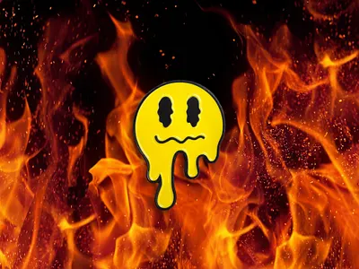 Everything's Fine 90s enamel enamel pin fire flames icon lapel melt nostalgic pin smiley smiley face smileys