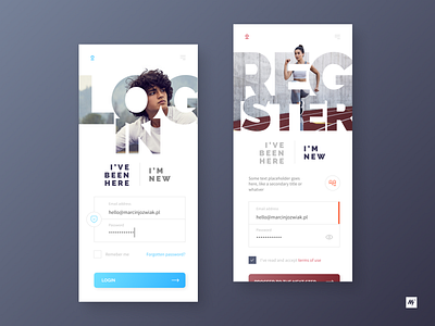 Login / Register - mobile app app concept app design design interface interface design login minimal mobile mobile app mobile app design register form ui visualdesign webdesign