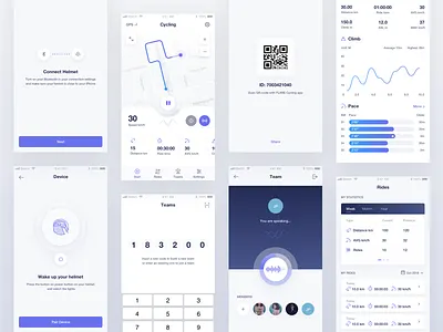 Cycling Mobile App activity app clean cycling distance pace ride app ride share ride sharing speed sport app statistics team time ui ux weeklyconcept