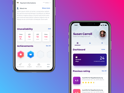 Profile Page & Dashobard design mobile profile