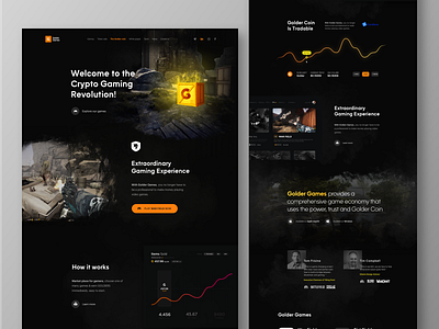 GolderGames - Landing Page crypto gaming cryptocurrency cryptocurrency crypto dark landing page ui games gaming platform ico landing page minimal clean design token site tokens ui ui ux ux