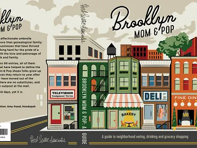 "Brooklyn Mom & Pop" Cover Art Detail book cover brooklyn city cover art guide illustration ny nyc palm canyon drive script shop store front street