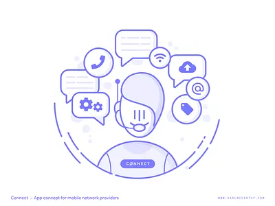 Connect Illustration #3 5g application chatbot google illustration illustration design material design minimal mobile app mock up product design schedule sketch sketchapp software specification telecoms ui userinterface ux