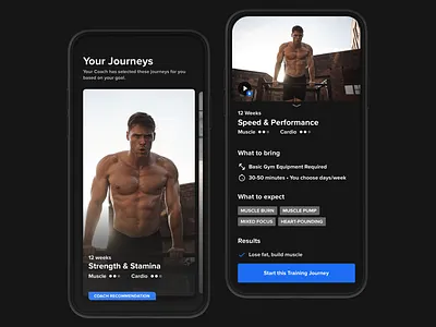 Training Journeys application design freeletics interaction interface interface design ios journeys mobile mobile app training training journey ui