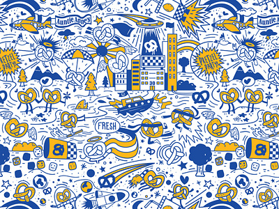 A Twisted Day auntie annes branding cute drawing eat food foodie fun illustration love marketing party pattern pretzel snacks