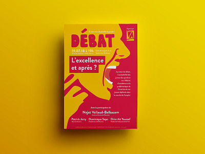 Affiche/Flyer | Débat | Association Zy'Va | Yellow/Red Version brand identity illustration lettering logo design mark typography vector