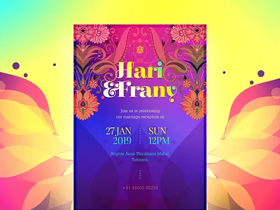 Wedding Invitation Design colorful design ecard floral design fresh colors indian wedding invitation card invitation design recent traditional art traditional wedding wedding card wedding invitation