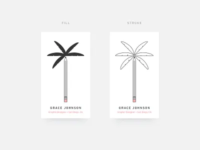 Personal Business Card business card graphic designer palm tree pencil san diego