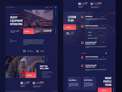 Heavy equipment operating training dailyui design interface interface design landing page landingpage learning platform page site ui uiux ux visual visualdesign web webdesign website
