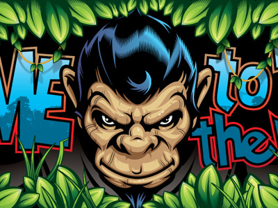 Welcome To The Jungle Banner banner jungle leaves monkey