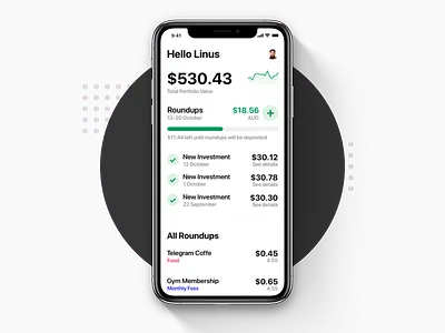 Get Bamboo - Effortless Investment app charts crypto design fintech ios micro savings money ui
