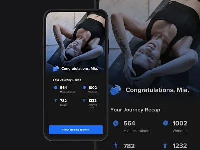 Congratulation application clapclap congratulation freeletics interaction interface ios journey mobile mobile app recap training training journeys user experience