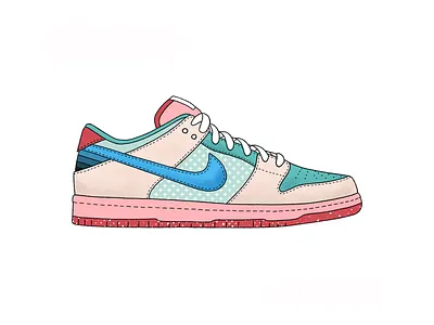 Nike SB Dunk Low - Candy Floss basketball coloring dunk illustrate illustration ipad low nike procreate shading shoe texture top