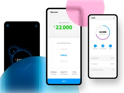Take Loan android app app design balance design finance interface ios loan flow mobile mockup money neo bank phone plus space take money ui uiux ux