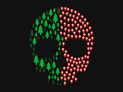 Deforestation dead deforestation earth graphic design graphicart green icon illustration illustrator location icon location pin nature population skull tree icon trees