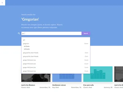 Artists Search Result UI app design flat ui ux website