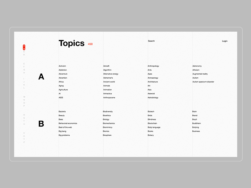 TEDx- Topics animation design interaction ui uiux ux webdesign