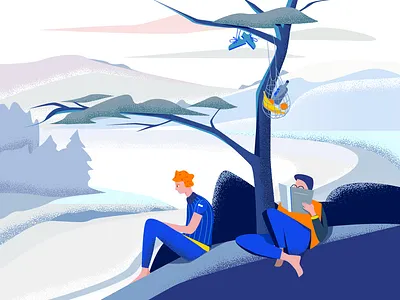 Just Chilling - illustration clean colors design people winter
