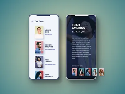 Our Team Mobile Version app application clean design modern team ui ux
