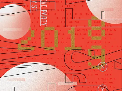 NYE party invitation 2018 2019 gold lettering new year noise numbers poster typography vector