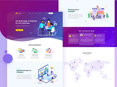 Startup Landing Page 2019 adobe xd branding design designthinking gradient homepage illustration interface landing page trending trendy typography ui ux vector web web design work